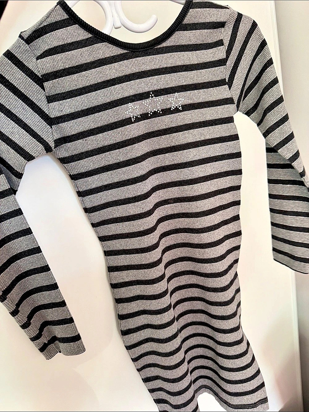 Zara Girls Striped Dress Gray & Black Size 9-10